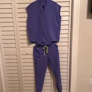 FIGS “Rafaela” size S top and “Zamora” high waist size XS pant color “Blueberry”